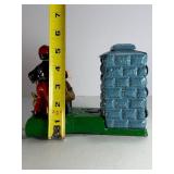 Vintage Cast Iron Artillery Bank Mechanical Coin Bank - Soldier & Cannon