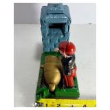 Vintage Cast Iron Artillery Bank Mechanical Coin Bank - Soldier & Cannon
