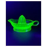 Vintage Vaseline Uranium Glass Citrus Reamer | GLOWS Bright Green Under UV Light | Depression Era 1930s-40s