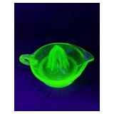 Vintage Vaseline Uranium Glass Citrus Reamer | GLOWS Bright Green Under UV Light | Depression Era 1930s-40s