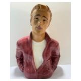 Vintage 1980s Clay Art Co. James Dean Ceramic Bust Figurine w/ Original Box