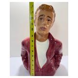 Vintage 1980s Clay Art Co. James Dean Ceramic Bust Figurine w/ Original Box