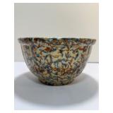 Antique RED WING Spongeware Paneled Mixing Bowl Blue & Rust Stoneware Farmhouse Decor