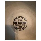 Antique RED WING Spongeware Paneled Mixing Bowl Blue & Rust Stoneware Farmhouse Decor