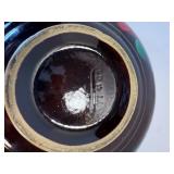 VINTAGE RED WING POTTERY HAND-PAINTED FLORAL BROWN GLAZE MIXING BOWL INCised Mark