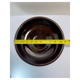 VINTAGE RED WING POTTERY HAND-PAINTED FLORAL BROWN GLAZE MIXING BOWL INCised Mark