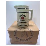 Vintage Jim Beam Bourbon Advertising Pitcher Red Wing Stoneware Co. Collectible Barware w/ Box