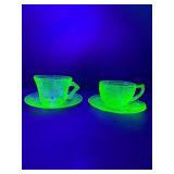 Vintage Uranium Vaseline Green Depression Glass Lot: Hazel-Atlas 