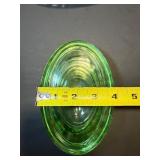 Vibrant Depression Era Uranium Glass | Covered Butter Dish & Divided Relish Set | Glows Green Under Blacklight