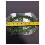 VINTAGE JEANNETTE GLASS "ADAM" GREEN DEPRESSION URANIUM DIVIDED RELISH DISH & SAUCER
