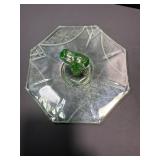 Vintage Uranium Glass Handled Tray & Creamer Set (Glows Under UV Light)