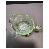 Vintage Uranium Glass Handled Tray & Creamer Set (Glows Under UV Light)