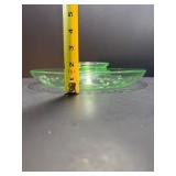 VINTAGE Depression Era Uranium Vaseline Glass Etched Console Bowl.