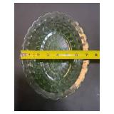 Vintage Jeannette Uranium Vaseline Glass Platter & Sherbet Cup, "Windsor Diamond" Pattern, GLOWS