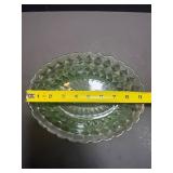 Vintage Jeannette Uranium Vaseline Glass Platter & Sherbet Cup, "Windsor Diamond" Pattern, GLOWS