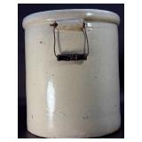 Rare Antique 8 Gallon Red Wing Union Stoneware Crock w/ Bail Handles & Large Wing Logo.
