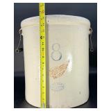 Rare Antique 8 Gallon Red Wing Union Stoneware Crock w/ Bail Handles & Large Wing Logo.
