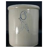 Antique Red Wing 6 Gallon Stoneware Crock with Cobalt Birch Leaf Design, Union Stoneware Co.