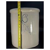 Antique Red Wing 6 Gallon Stoneware Crock with Cobalt Birch Leaf Design, Union Stoneware Co.