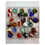 Vintage 1930s-1970s Mixed Lot of 30+ Machine-Made Glass Marbles (Vitro Agate, Marble King, Peltier.
