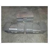 3 empty tool boxes