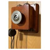 FR - Antique Minnesota Electric Wall Telephone Wood and Metal