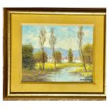 FR - Signed Original Landscape Oil Painting in Gold Frame