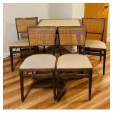 FR - Mid-Century Dining Table with 4 Cane-Back Chairs