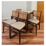 FR - Mid-Century Dining Table with 4 Cane-Back Chairs