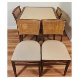 FR - Mid-Century Dining Table with 4 Cane-Back Chairs