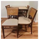 FR - Mid-Century Dining Table with 4 Cane-Back Chairs