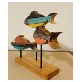FR - Cynthia Rowley Wooden Fish Sculpture Table Decor