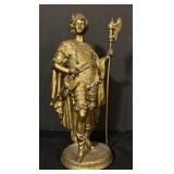 FR - Pair of 10 Inch Vintage Gold-Tone Roman Warrior Statues