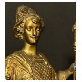 FR - Pair of 10 Inch Vintage Gold-Tone Roman Warrior Statues