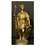 FR - Pair of 10 Inch Vintage Gold-Tone Roman Warrior Statues