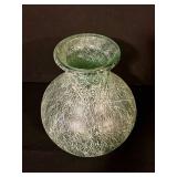 FR - 9 Inch Tall Crackle Glass Vase with Frosted Finish
