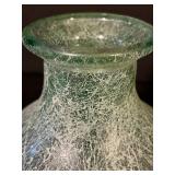 FR - 9 Inch Tall Crackle Glass Vase with Frosted Finish