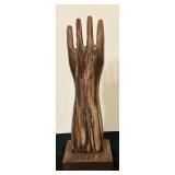 FR - Wooden Hand Sculpture on Square Base