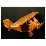 FR - Set of 3 Handmade Wooden Toy Vehicles: Plane, Tanker Truck and Delivery Van