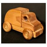 FR - Set of 3 Handmade Wooden Toy Vehicles: Plane, Tanker Truck and Delivery Van