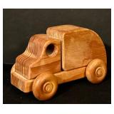 FR - Set of 3 Handmade Wooden Toy Vehicles: Plane, Tanker Truck and Delivery Van