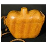 FR - Set of 2 Vintage Acacia Wood Fruit Shaped Decor and Wooden Purse