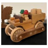 FR - Set of 4 Handcrafted Wooden Toys Including Trucks and Rocking Horses