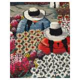 FR - Peruvian Handwoven Wool and Cotton Wall Tapestry with Floral and Village Scene
