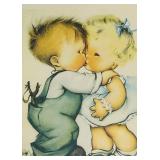 FR - Framed Vintage Print "The Stolen Kiss" Vintage Style Art