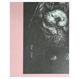 FR - Framed Jette Clark Otters Artwork Scratchboard Print