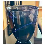 Kosta Boda Glass Vase Indigo Swirl - Swedish Art Glass Vase
