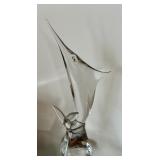 LR - Swordfish Art Glass Sculpture - Clear Abstract Art Piece for Modern Decor