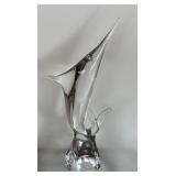 LR - Swordfish Art Glass Sculpture - Clear Abstract Art Piece for Modern Decor