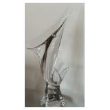 LR - Swordfish Art Glass Sculpture - Clear Abstract Art Piece for Modern Decor